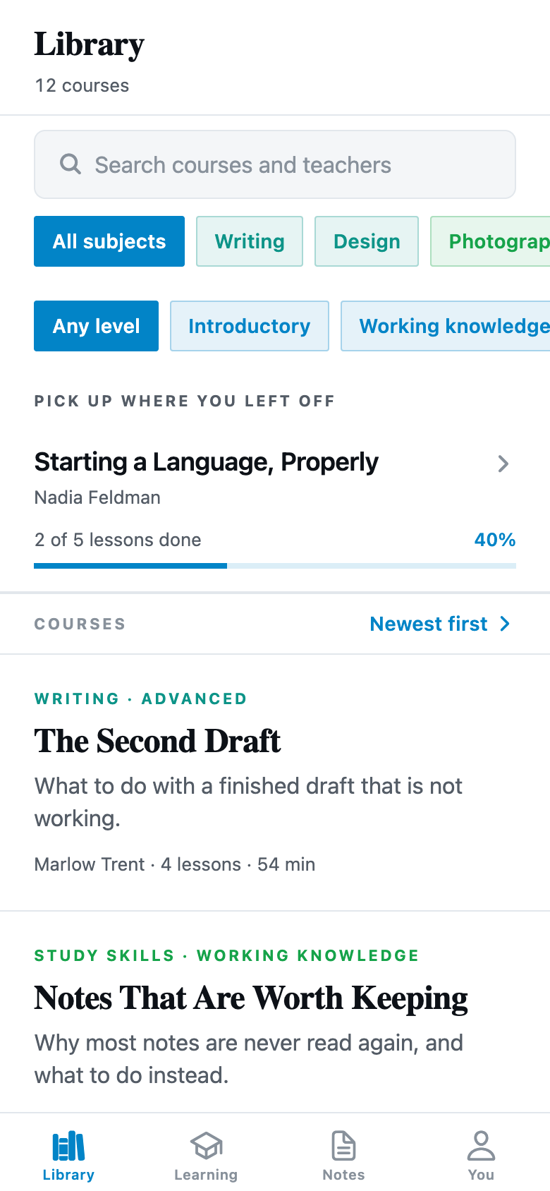 Courses & Learning template