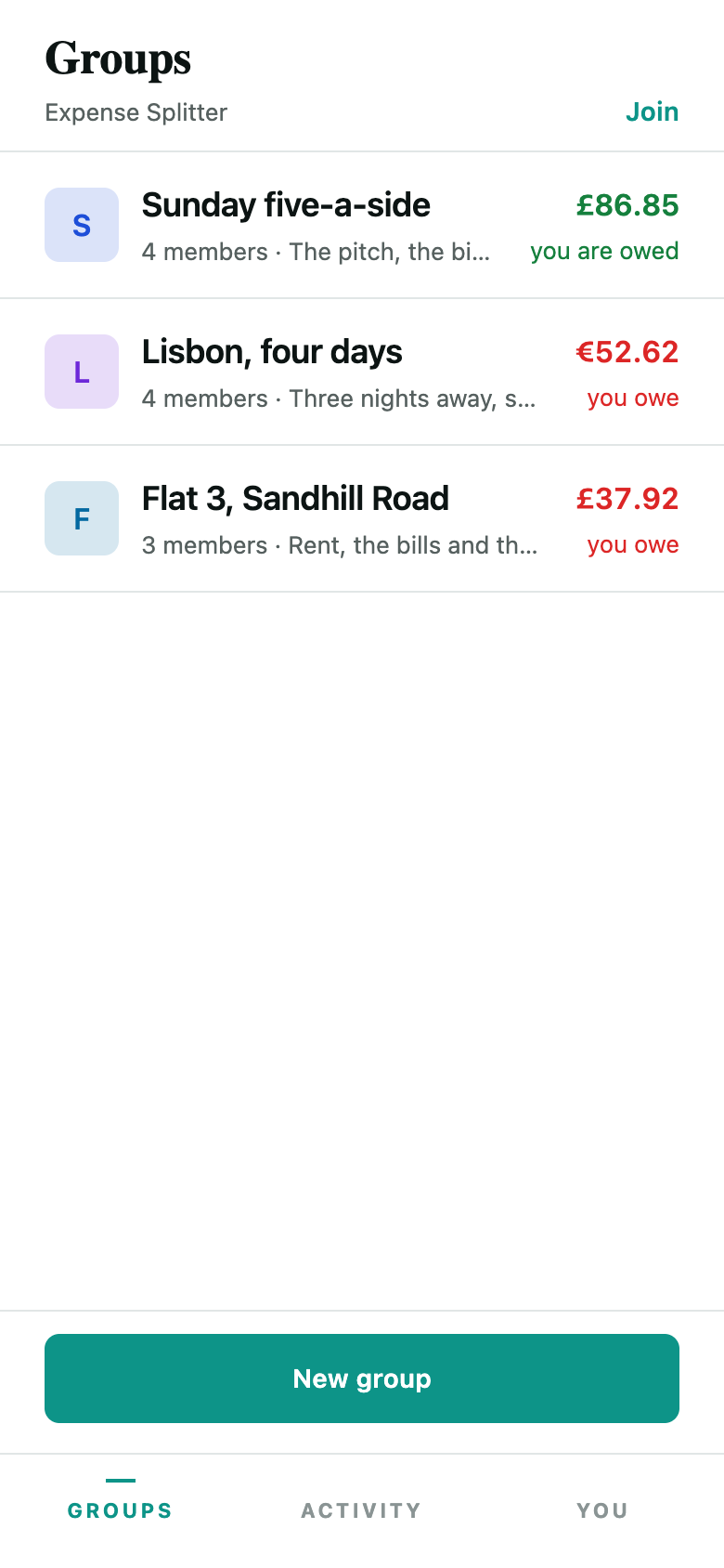 Expense Splitter template
