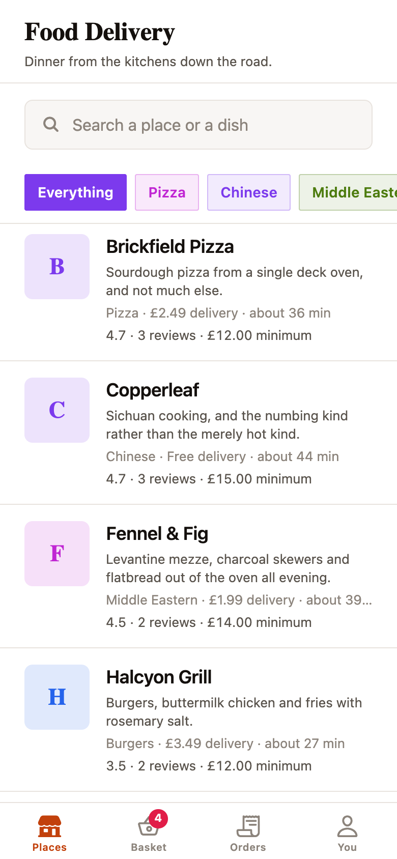 Food Delivery template
