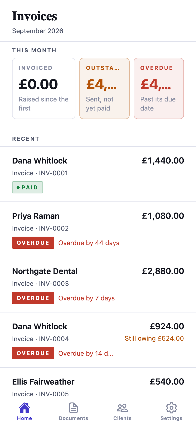 Invoices template