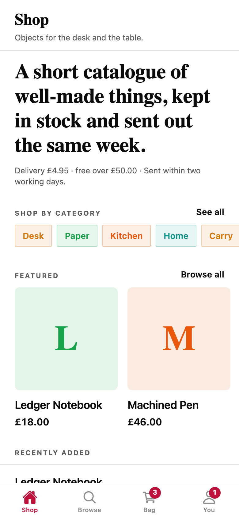 Shop template